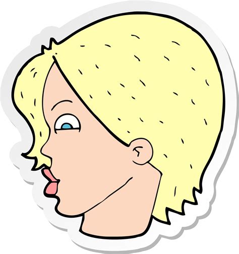 Sticker Of A Cartoon Female Face 8666301 Vector Art At Vecteezy