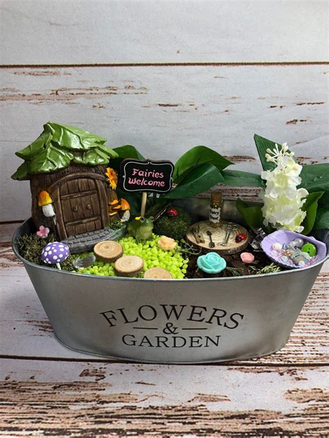 Fairy Garden Kit With Container Fairy Garden House Diy Fairy Etsy