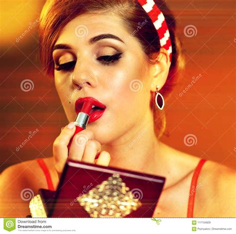 Girl In Pin Up Retro Style Make Make Up Stock Image Image Of Pinup