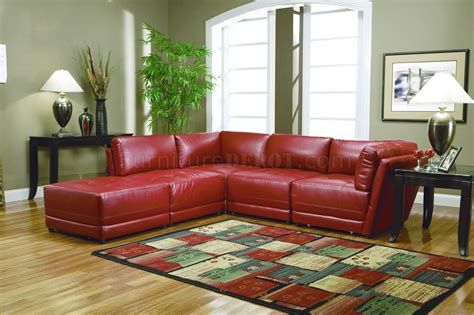 Its edge improvement is of nice which helps its solidness. Red Bonded Leather Contemporary Sectional Sofa W/Tufted Seats