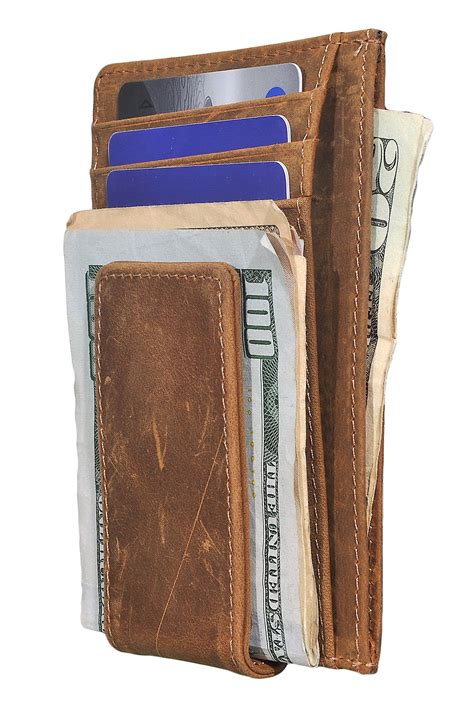They combine the construction and quality of a card wallet, a money clip, and a classic leather wallet. Mens Money Clip Wallet RFID Slim Wallet Genuine Leather Thin Front Pocket Wallet Brown with ID ...