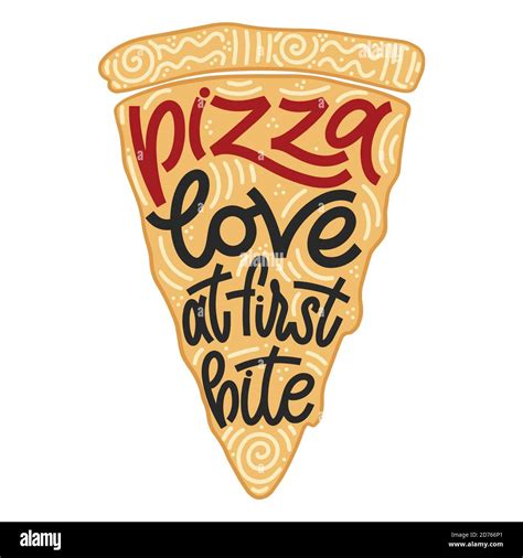 Funny Quote On Pizza Slice Pizza Love At First Bite Vector Design