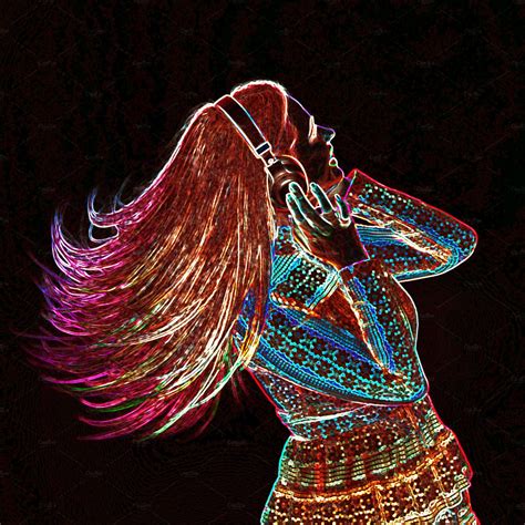 Neon Silhouette Of Dancing Woman People Images ~ Creative Market