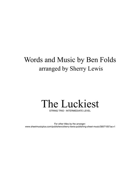 The Luckiest Sheet Music Ben Folds String Ensemble