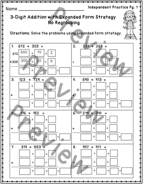 3 Digit Addition Expanded Form Addition Strategies Worksheets Made By