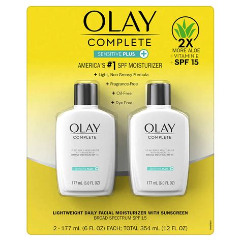 2-pack, Olay Complete Sensitive 6 fl oz, SPF 15, Light, Non-Greasy ...