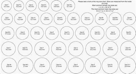 Free Ring Size Chart Printable Printable World Holiday
