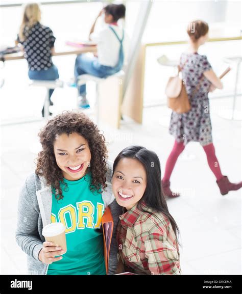 University Students Smiling In Lounge Stock Photo Alamy