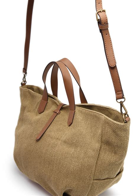 The range includes sturdy cloths, canvas, leather, cotton, jute and even organic matters and recycled. Mango Canvas Tote Bag in Khaki (Natural) - Lyst