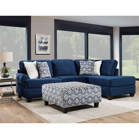 Albany 8642 8642 2pc Gens 35249 Groovy Navy Transitional Sectional Sofa