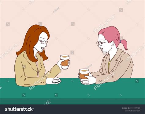 Vector Illustration Two Women Wearing Glasses Stock Vector Royalty Free 2171995389 Shutterstock