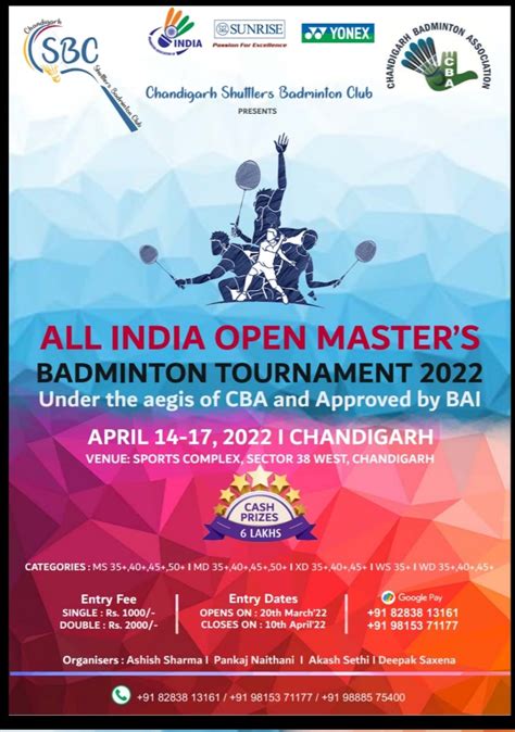 All India Open Masters Badminton Tournament Badmintonpb