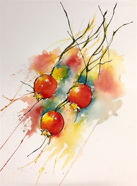 Learn How To Paint This Line And Wash Of Wild Berries Using Joannes