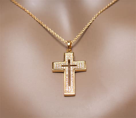 Elegant Cross Pendant Fashion Jewelry Necklace 18k Yellow Gold Plated