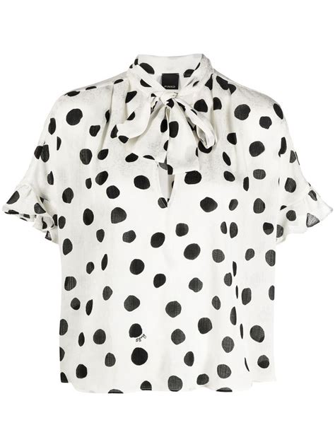 Pinko Polka Dot Pussy Bow Collar Blouse Farfetch