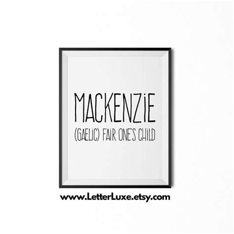 Mackenzie Name Meaning Art Printable Baby Shower T Etsy