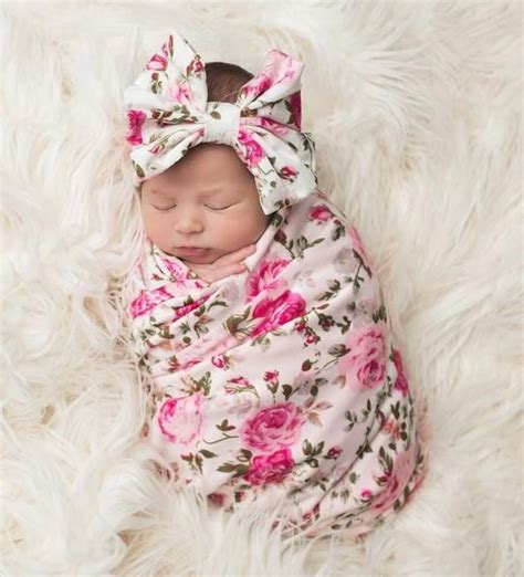 Floral Swaddle Blanket And Headband Set Floral Swaddle Blanket Baby