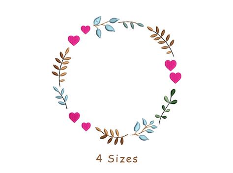 Heart Monogram Frame Embroidery Designs 4 Files Floral Frame Etsy