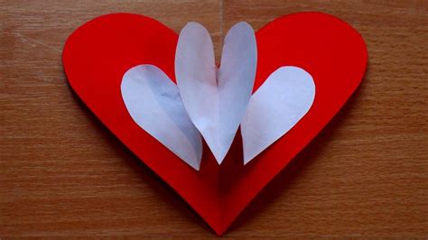 Basteln Mit Papier Herz Pop Up Karte Für Valentintstag Muttertag