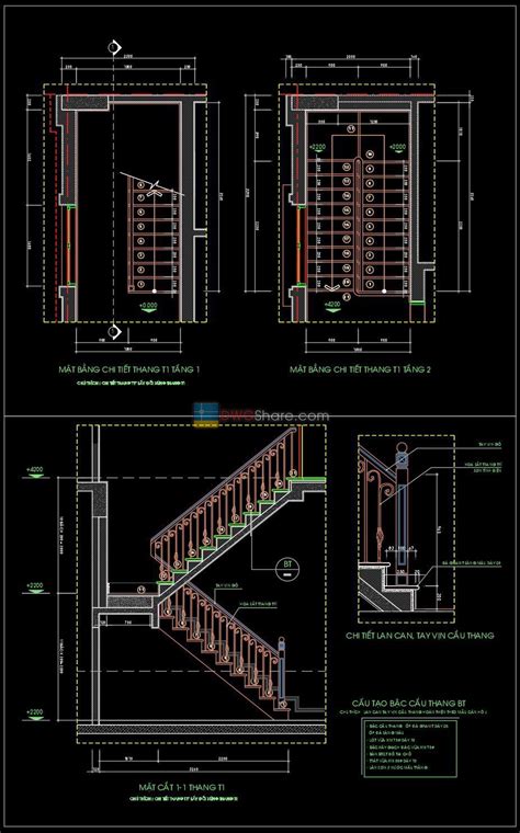 Beautiful Railing Elevation Of Staircase Cad Drawing Details Dwg File