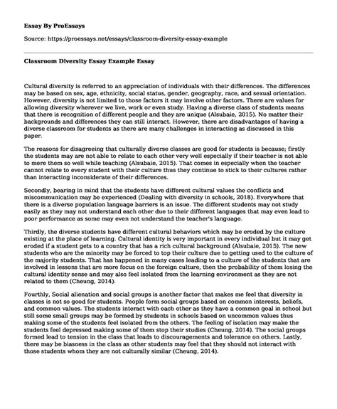 📗 Classroom Diversity Essay Example Free Essay Term Paper Example