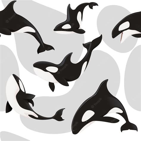 Premium Vector Seamless Pattern Of Killer Whale Orca Cartoon Animal