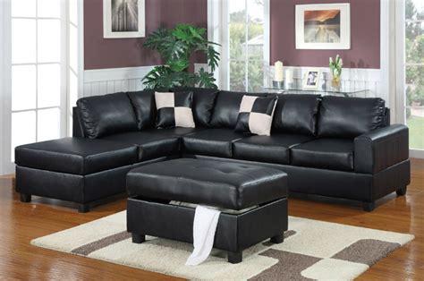 black leather sectional sofa  ottoman steal  sofa