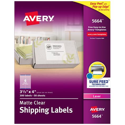 Avery Matte Clear Shipping Labels Sure Feed Technology Laser 3 13