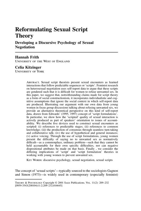 Pdf Reformulating Sexual Script Theory Developing A Discursive