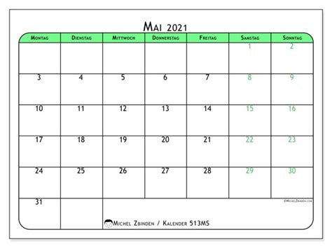Man hat sowohl ganz vorne eine jahresübersicht, dann vor jedem monat eine. Kalender "513MS" Mai 2021 zum ausdrucken - Michel Zbinden DE