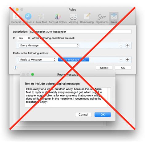 Dont Use Rules In Apples Mail To Send “out Of Office” Replies