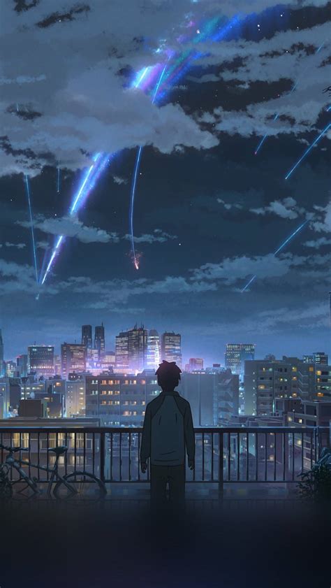 Night Anime Sky Illustration Art Iphone Wallpaper Iphone Wallpapers