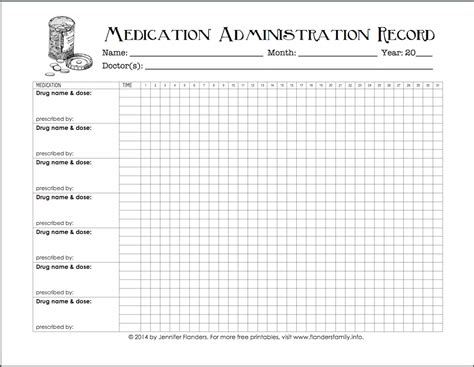 Medication Chart Printable Free Free Printable