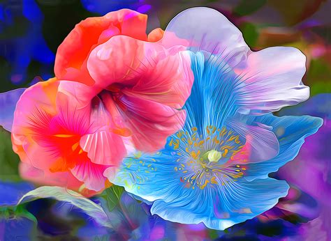 Download Colors Anemone Poppy Hibiscus Painting Artistic Flower Hd