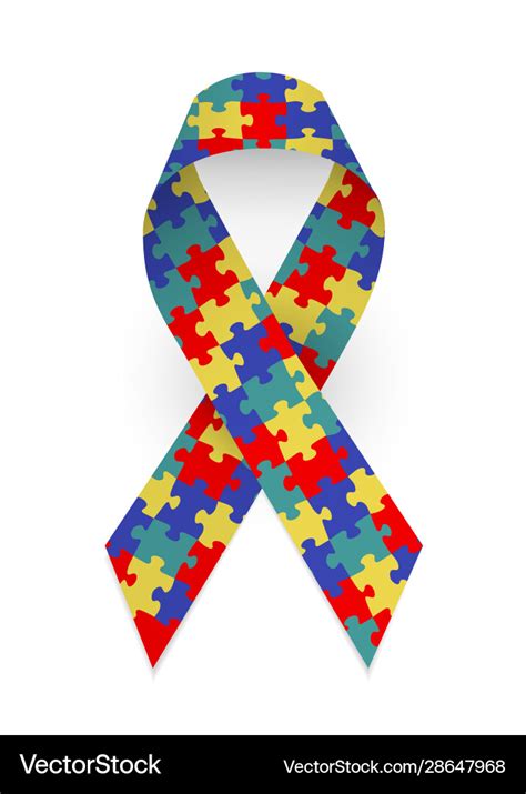Colorful Satin Puzzle Ribbon As Symbol Autism Vector Image