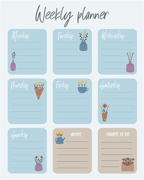 Cute Weekly Planner To Do List And Notes Template Note Paper And