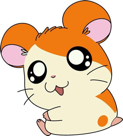 A Cartoon Hamster With Big Eyes And An Orange Tail Sitting On Its Hind Legs