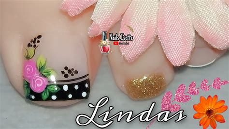 Uñas decoradas bonitas y sencillas deco. Decoración de uñas PIE sencillas y delicadas rosas con ...