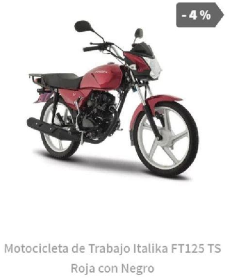 Motocicleta De Trabajo Italika Ft125 Ts Roja Con Negro Oferta En Elektra