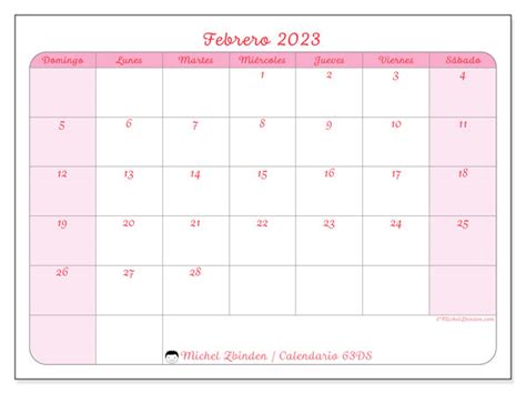 Calendario Febrero 2023 Delicadeza DS Michel Zbinden MX