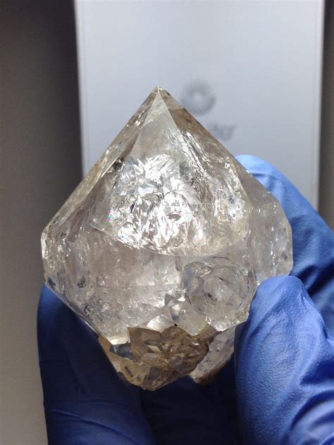 Large Herkimer Diamond Crystal W Small Secondary Crystals Attached Penetration And Bridging