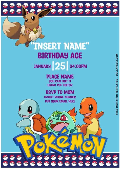Free Editable Pdf Super Fun Pokemon Birthday Invitation Templates For