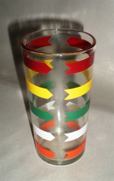 Vintage Striped Drinking Glass 1940 S