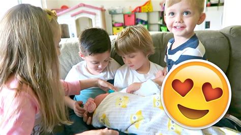 Kids Reactions To Their New Sibling Youtube