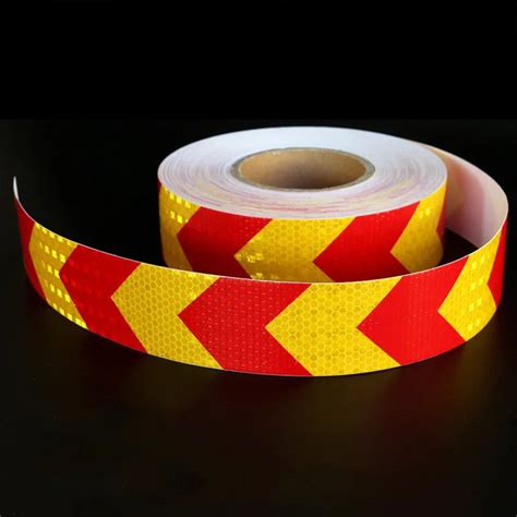 5cm20m Red And Yellow Arrow Lattice Reflective Tape Sticker Car Vehicle