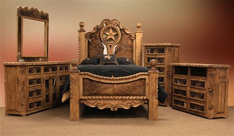 Lmt Rope And Star Rustic Bedroom Set With Cowhide Accents Dallas