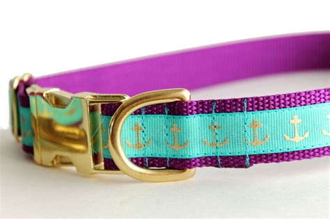 Purple Nautical Dog Collar