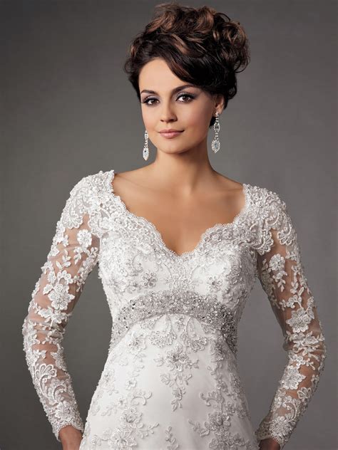 Buy cheap tea length wedding dresses online at veaul.com today! Elegant Fall Lace Wedding Dresses with Sleeves - Sang Maestro