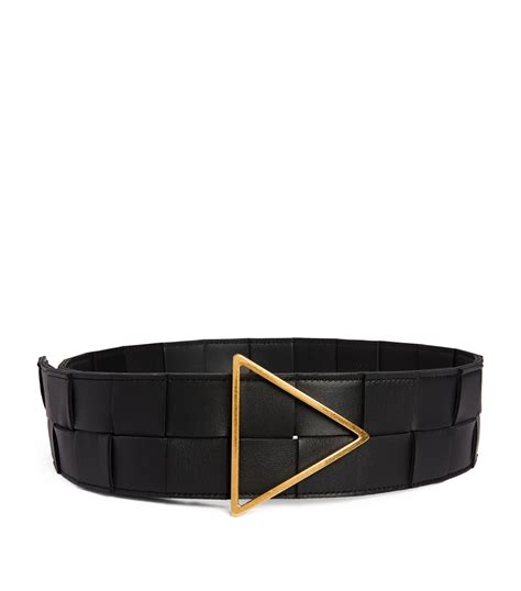 Bottega Veneta Gold Leather Intrecciato Triangular Belt Harrods Uk