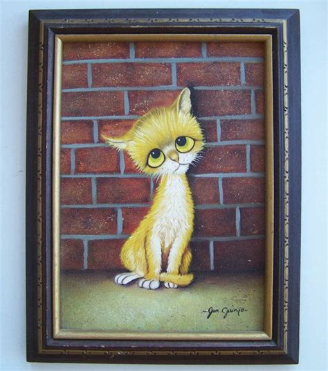 Big Eyed Cat Original Painting Acrylic On Canvas Signed Jun Etsy